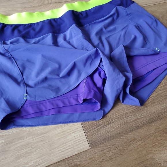 EUC Marmot women's running/athletic shorts, size XL/12, purple/blue, neon green - Picture 3 of 8